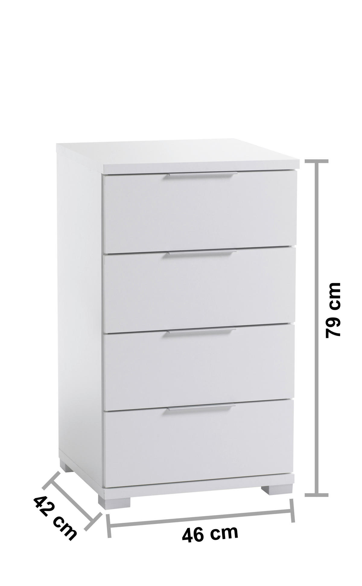 NOĆNI ORMARIĆ bijela   - bijela/srebrne boje, Design, drvni materijal (46/79/42cm) - Boxxx