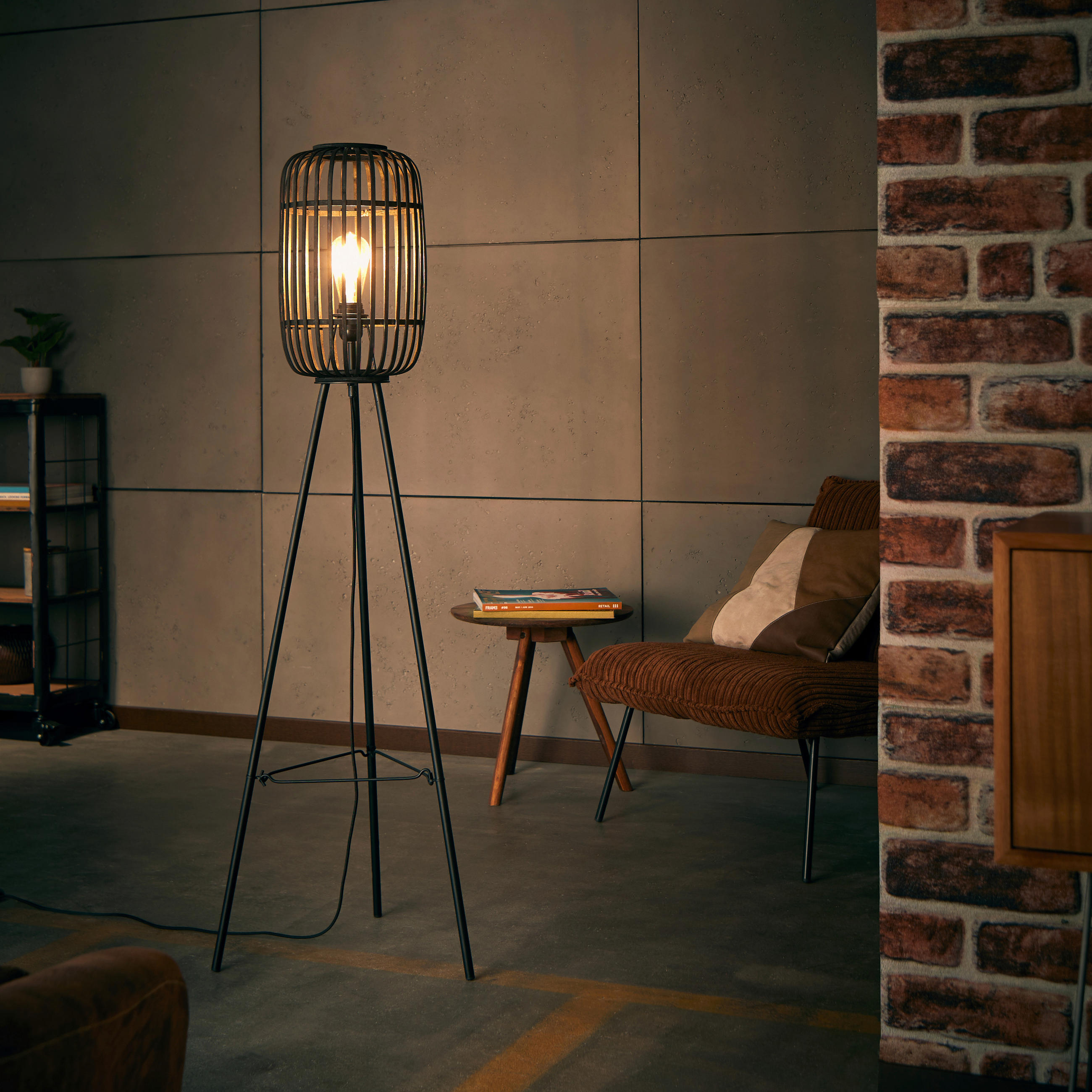 STEHLEUCHTE - Schwarz, Design, Holz/Metall (45/130cm) - Brilliant