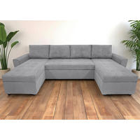 WOHNLANDSCHAFT TERMOLI Hellgrau Cord  - Hellgrau/Schwarz, Design, Kunststoff/Textil (155/296/155cm) - MID.YOU