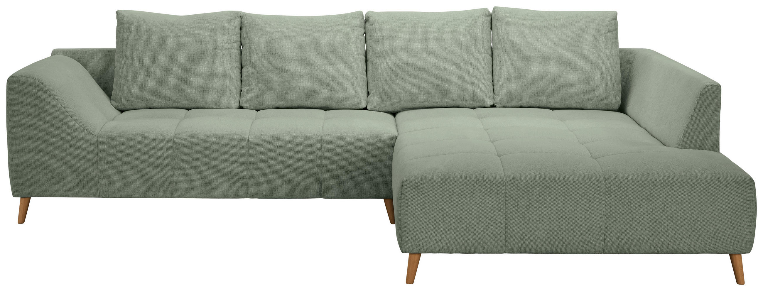 ECKSOFA Hellgrün Flachgewebe  - Buchefarben/Hellgrün, KONVENTIONELL, Holz/Textil (306/202cm) - Carryhome