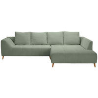 ECKSOFA Hellgrün Flachgewebe  - Buchefarben/Hellgrün, KONVENTIONELL, Holz/Textil (306/202cm) - Carryhome