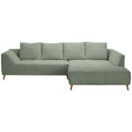 ECKSOFA in Flachgewebe Hellgrün  306/202 cm  - Buchefarben/Hellgrün, KONVENTIONELL, Holz/Textil (306/202cm) - Carryhome