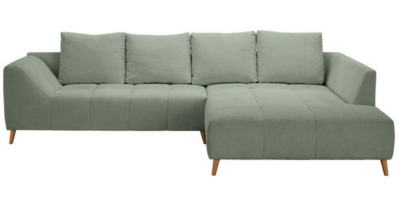 ECKSOFA  in Flachgewebe Hellgrün  306/202 cm  - Buchefarben/Hellgrün, KONVENTIONELL, Holz/Textil (306/202cm) - Carryhome