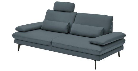 3-SITZER-SOFA  in Echtleder Grau  - Schwarz/Grau, Design, Leder/Metall (222/86/104cm) - Dieter Knoll