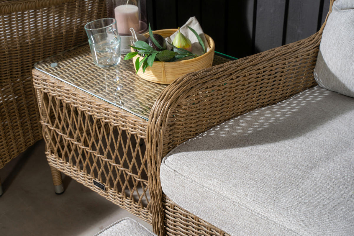 LOUNGEGARNITUR    - Beige/Braun, KONVENTIONELL, Kunststoff/Textil - Gardenson
