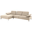 ECKSOFA in Mikrofaser Beige  176/298 cm  - Beige/Bronzefarben, Natur, Textil/Metall (176/298cm) - Valnatura