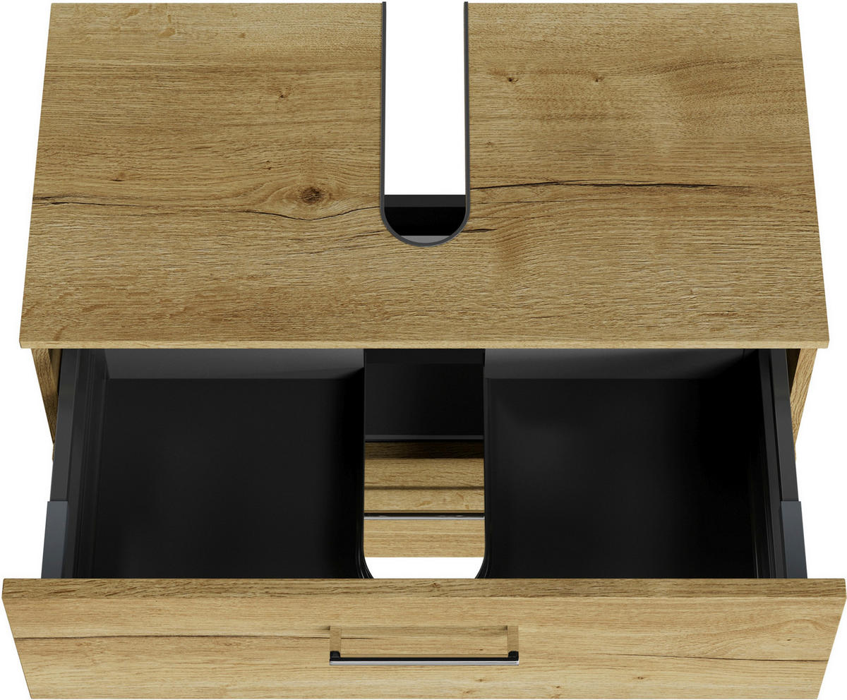 WASCHBECKENUNTERSCHRANK 75/49,8/38,3 cm  - Chromfarben/Wildeiche, KONVENTIONELL, Holzwerkstoff/Metall (75/49,8/38,3cm) - Sadena