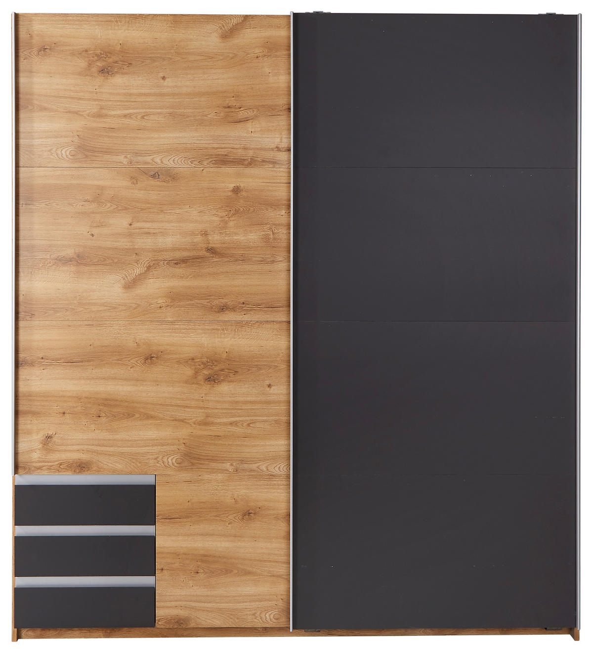 SCHWEBETÜRENSCHRANK in Eichefarben, Anthrazit  - Eichefarben/Anthrazit, Modern, Holzwerkstoff/Kunststoff (180/198/64cm) - MID.YOU