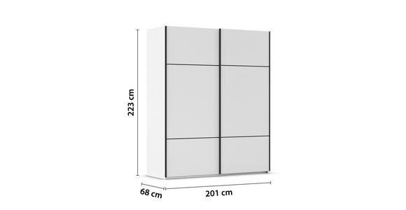 SCHWEBETÜRENSCHRANK in Weiß - Schwarz/Weiß, KONVENTIONELL, Holzwerkstoff/Metall (201/223/68cm) - Novel