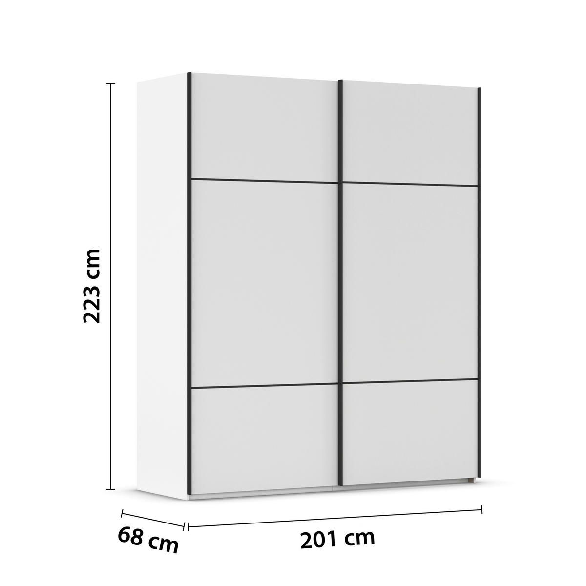 SCHWEBETÜRENSCHRANK  in Weiß  - Schwarz/Weiß, KONVENTIONELL, Holzwerkstoff/Metall (201/223/68cm) - Novel