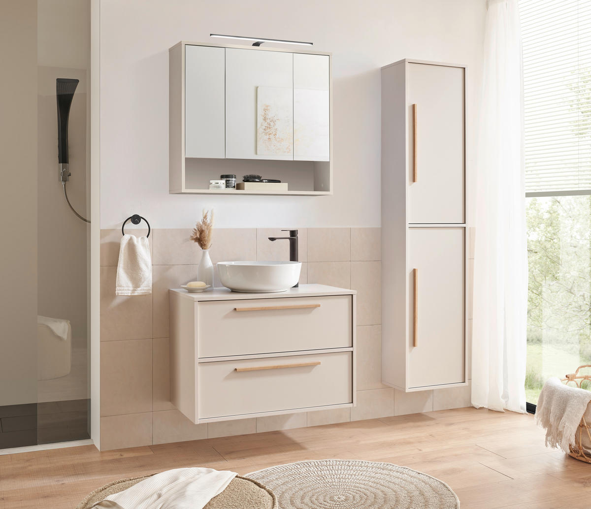 HOCHSCHRANK 40/176/26 cm  - Kaschmir/Eichefarben, Design, Holzwerkstoff/Kunststoff (40/176/26cm) - home24