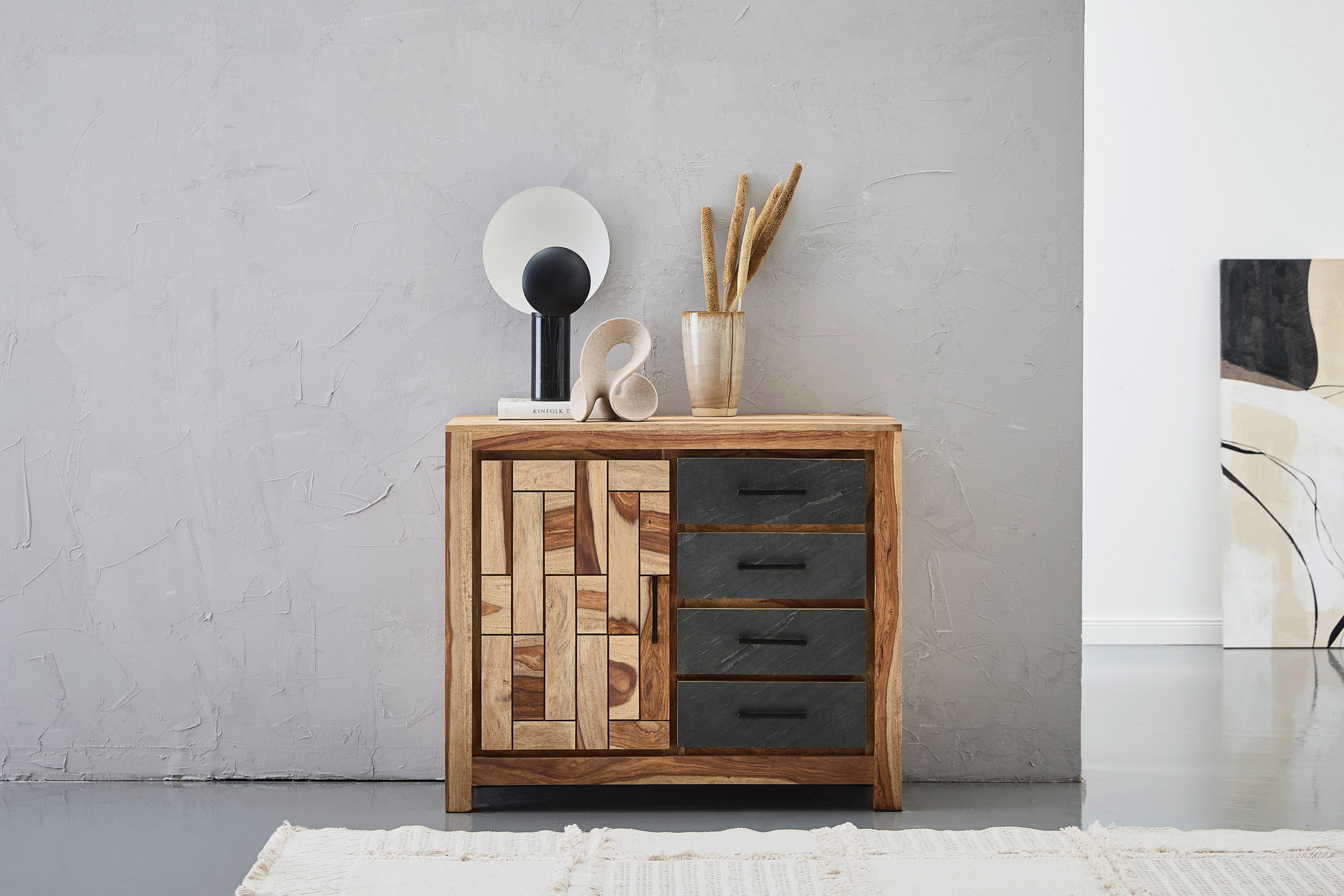SIDEBOARD 100/85/40 cm  in Naturfarben  - Schwarz/Naturfarben, Natur, Holz/Metall (100/85/40cm) - Livetastic