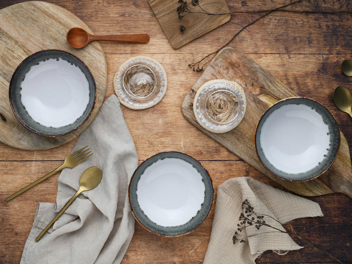 SCHÜSSELSET Cascade 6-teilig  - Weiß/Grau, Design, Keramik - Creatable