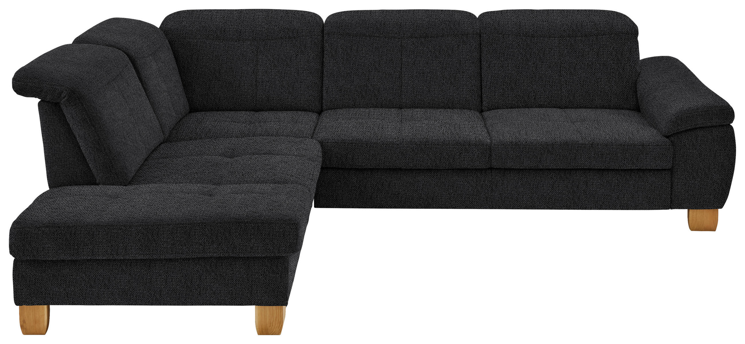ECKSOFA in Flachgewebe Schwarz  - Wildeiche/Schwarz, Natur, Holz/Textil (243/301cm) - Voleo