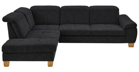 ECKSOFA in Flachgewebe Schwarz  - Wildeiche/Schwarz, Natur, Holz/Textil (243/301cm) - Voleo