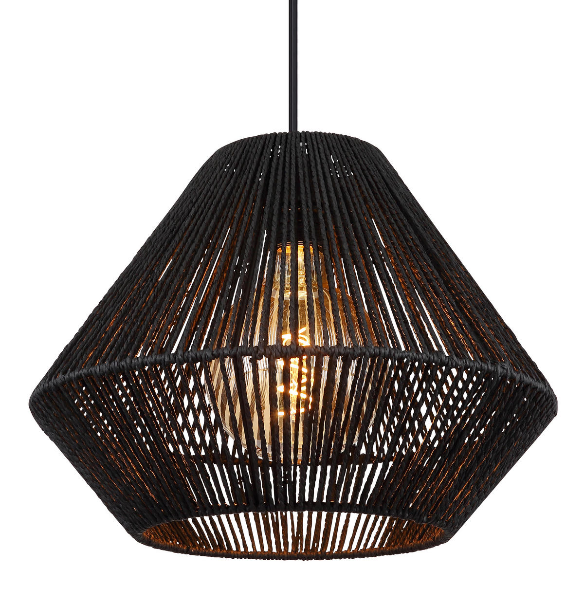 HÄNGELEUCHTE 35/120 cm  - Schwarz/Naturfarben, KONVENTIONELL, Naturmaterialien/Kunststoff (35/120cm) - Globo