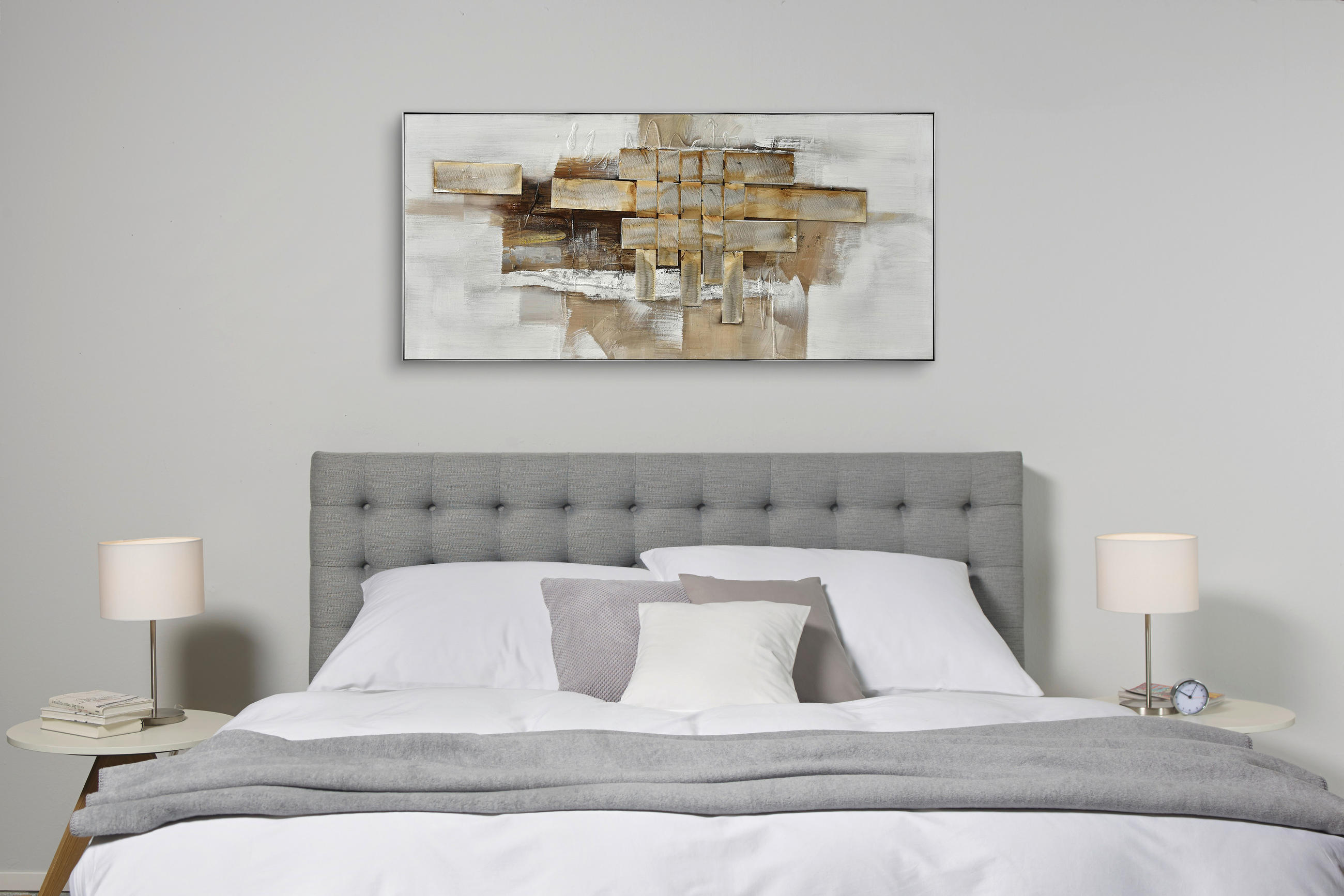 ÖLGEMÄLDE Abstraktes 180/55 cm  - Silberfarben/Braun, Design, Holz/Kunststoff (180/55cm) - Monee