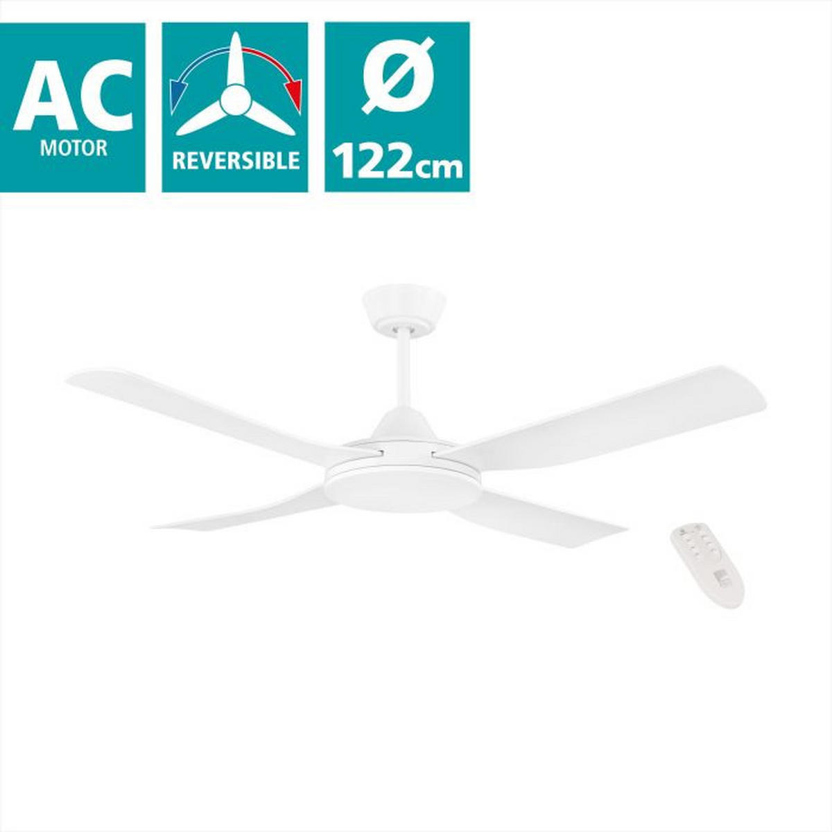 DECKENVENTILATOR - Weiß, KONVENTIONELL, Kunststoff (122/31,5cm) - Eglo