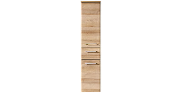 MIDISCHRANK 30/142/33 cm  - Chromfarben/Eichefarben, KONVENTIONELL, Glas/Holzwerkstoff (30/142/33cm) - Xora