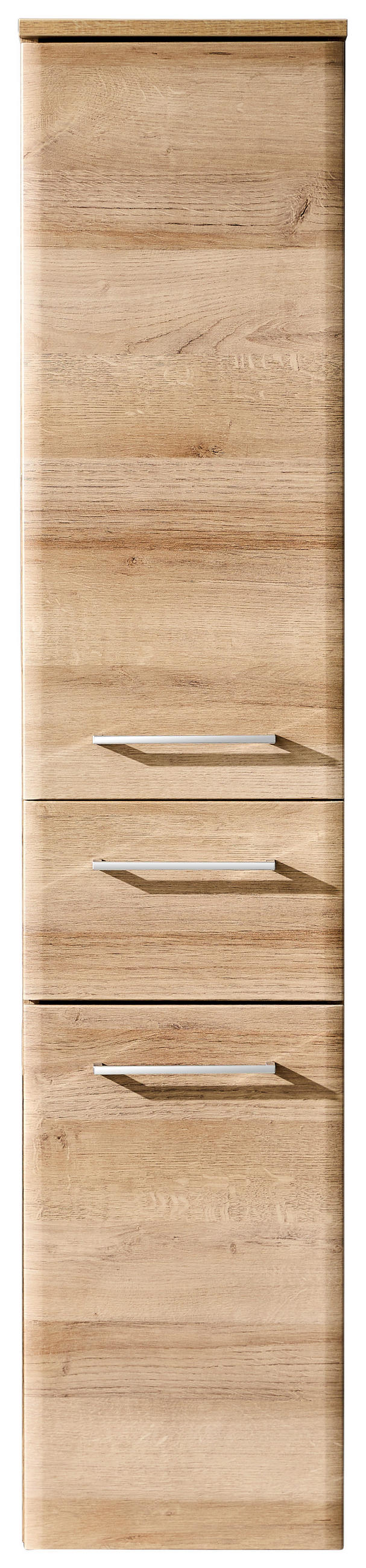 SREDNJE VISOKA OMARA 30/142/33 cm  - barve kroma/barve hrasta, Konvencionalno, steklo/leseni material (30/142/33cm) - Xora