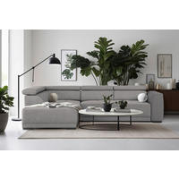 ECKSOFA in Struktur Dunkelgrau  - Dunkelgrau/Schwarz, Design, Kunststoff/Textil (205/284cm) - MID.YOU