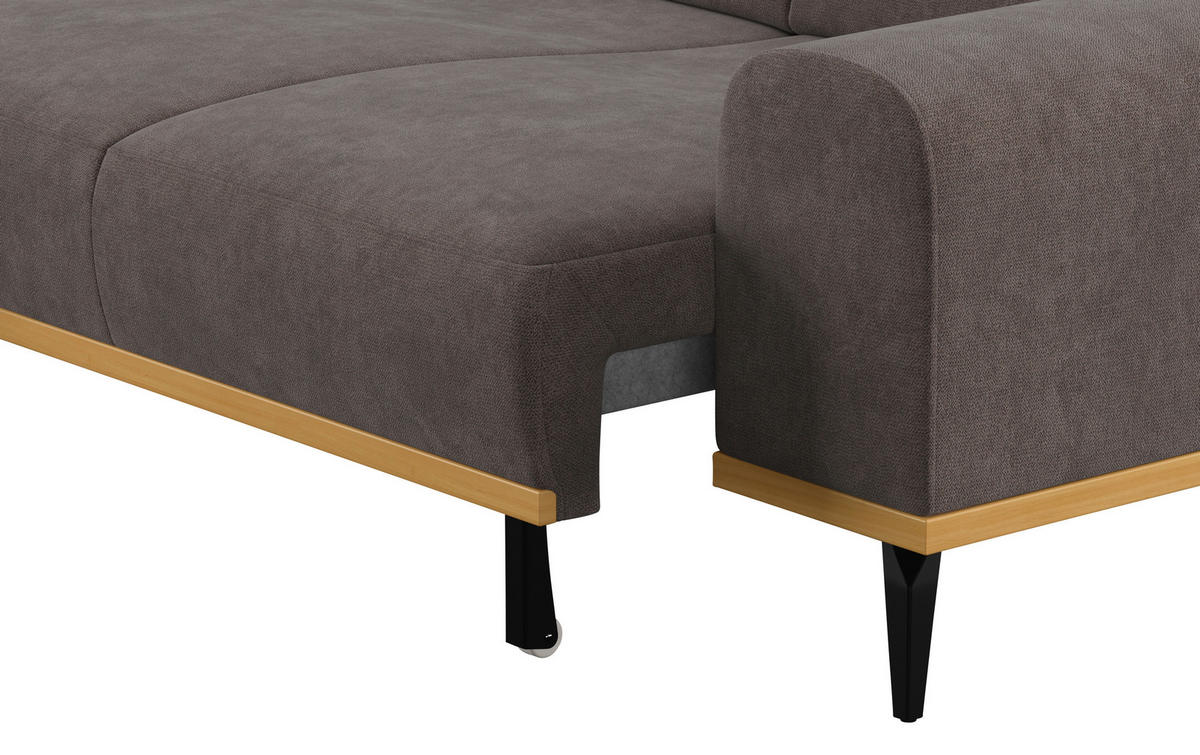ECKSOFA in Mikrofaser Anthrazit  157/244 cm  - Anthrazit/Schwarz, KONVENTIONELL, Textil/Metall (157/244cm) - Cotta