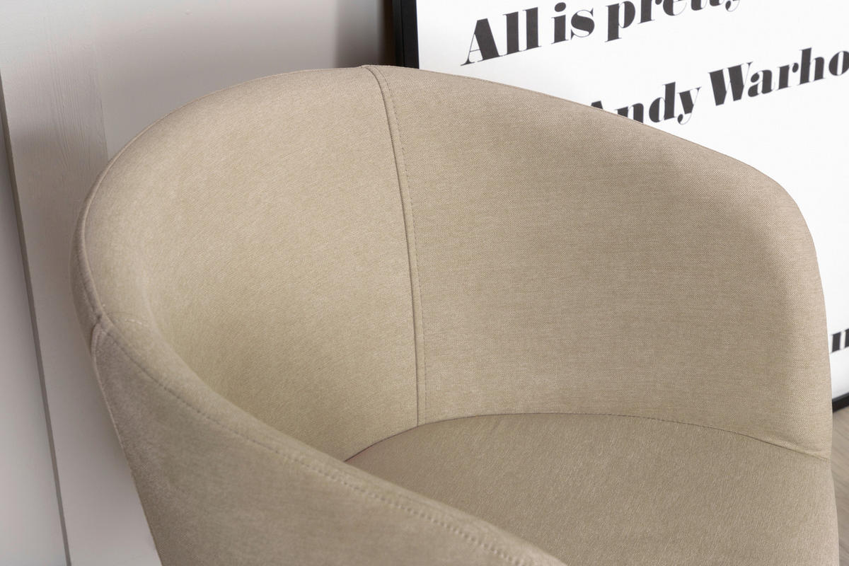 STUHL Samt Schwarz, Beige  - Beige/Schwarz, Design, Holz/Kunststoff (55/78/55cm) - Livetastic