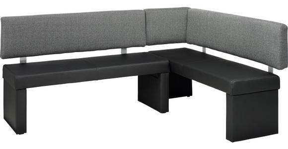 ECKBANK 148/196 cm in Grau, Schwarz - Schwarz/Grau, KONVENTIONELL, Textil/Metall (148/196cm) - Carryhome