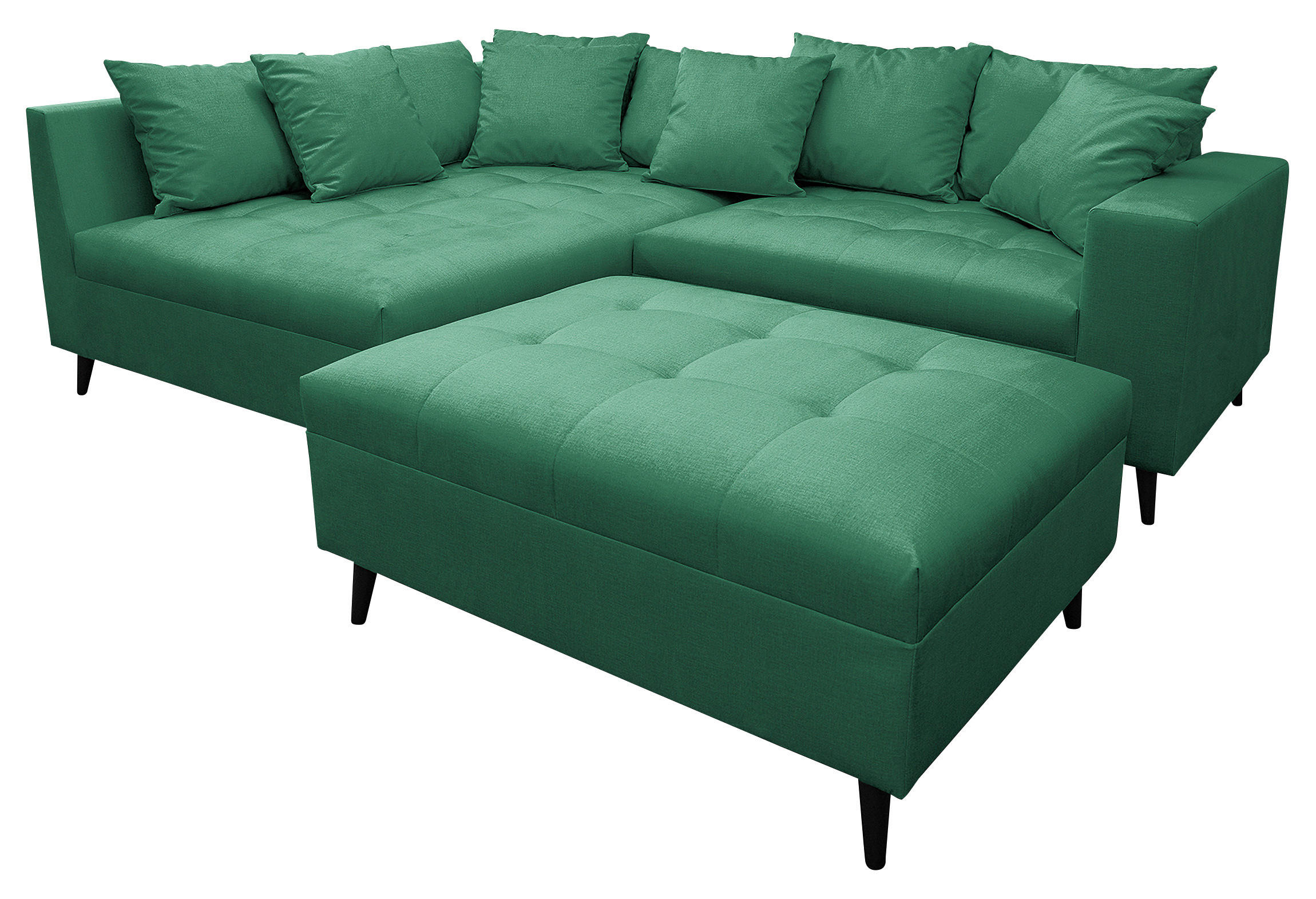 Ecksofa inkl. Hocker, mikrovlakna zelena  - črna/zelena, Design, tekstil/les (174/247cm) - MID.YOU