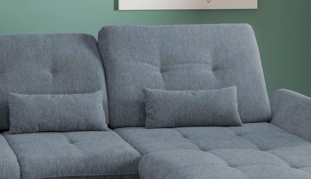 WOHNLANDSCHAFT in Chenille Hellblau  - Chromfarben/Hellblau, Design, Textil/Metall (254/376/195cm) - Livetastic