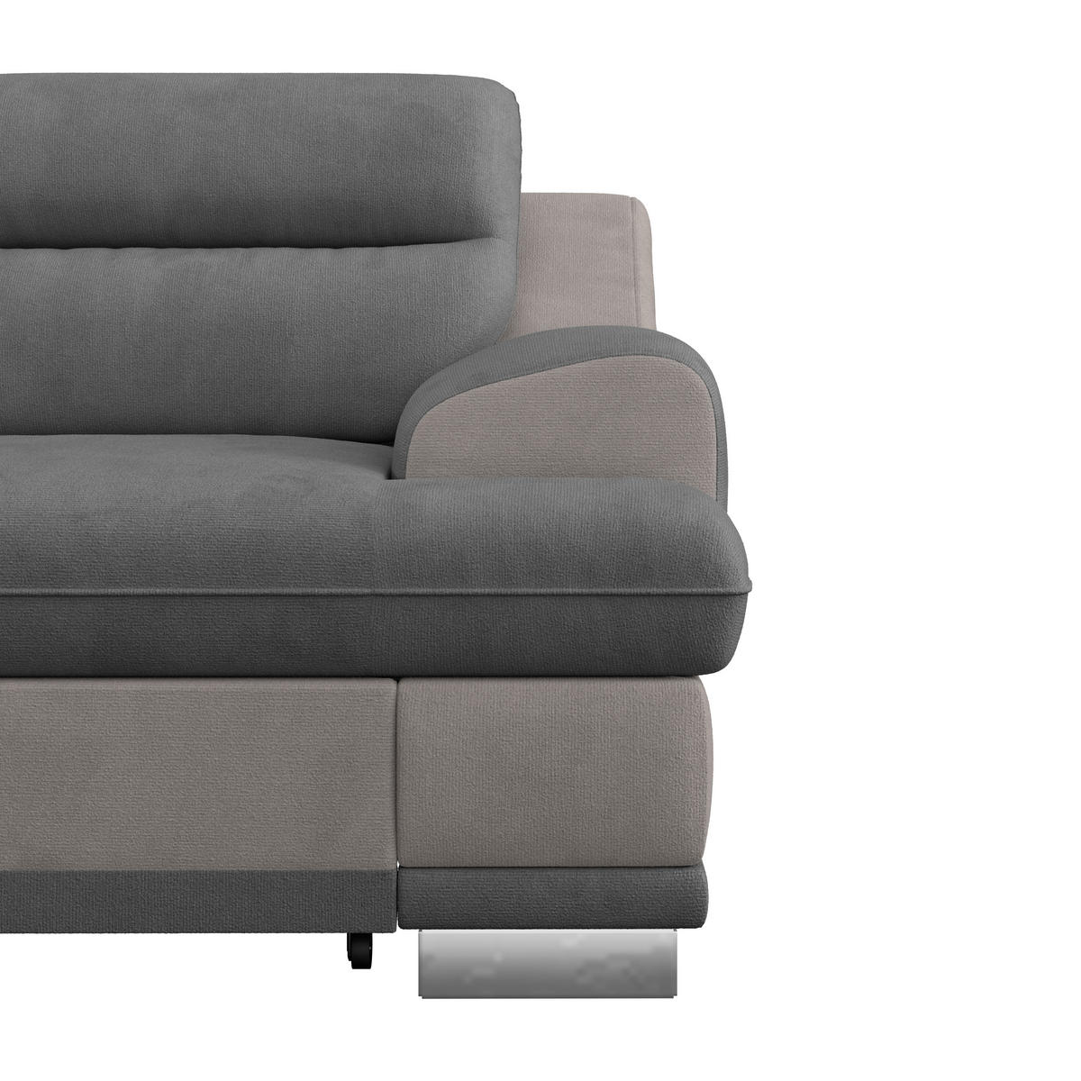 WOHNLANDSCHAFT in Velours Grau, Dunkelgrau  - Chromfarben/Dunkelgrau, Konventionell, Textil/Metall (217/264cm) - MID.YOU