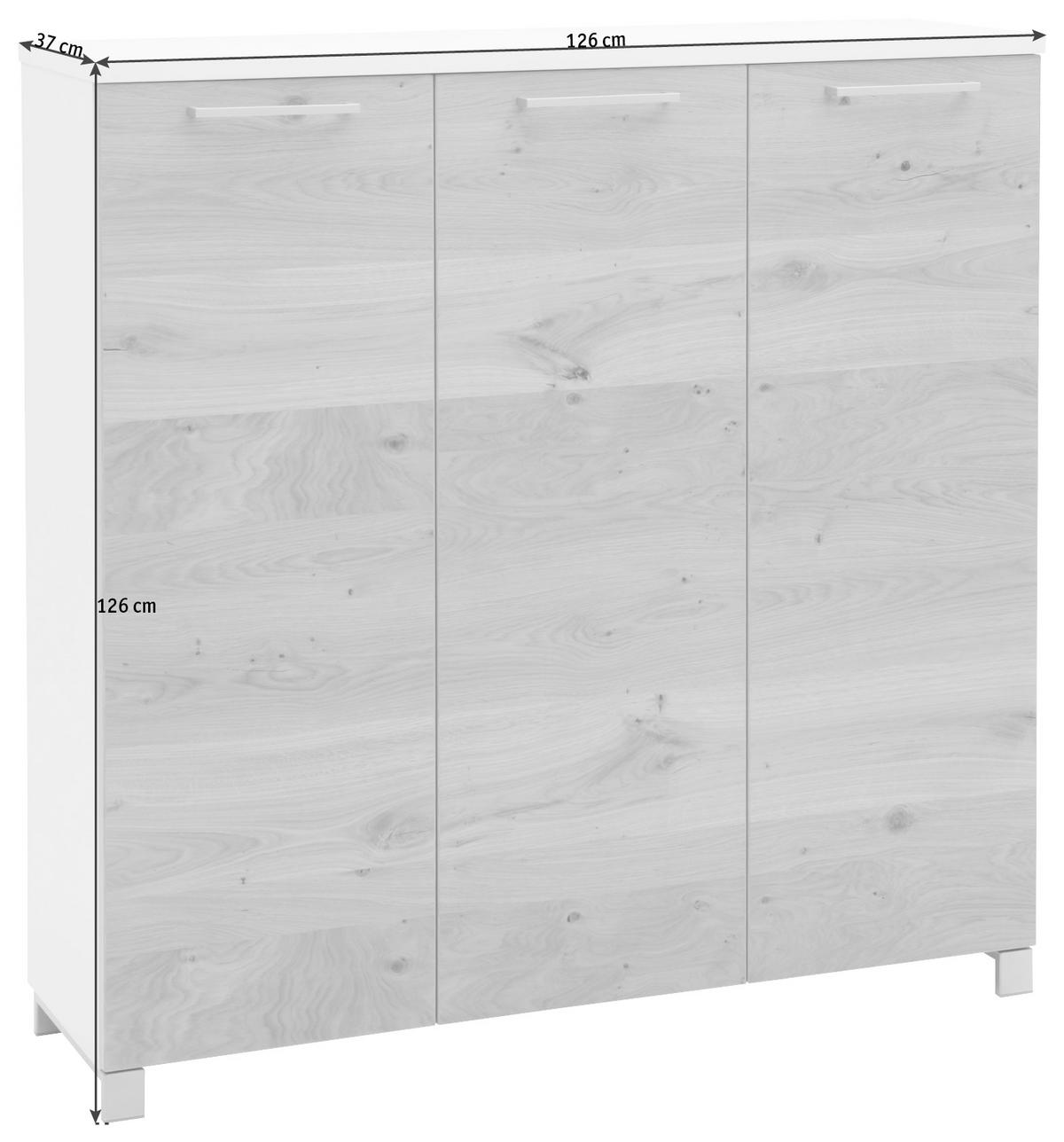 SCHUHSCHRANK Balkeneiche furniert Weiß, Eichefarben  - Chromfarben/Eichefarben, Design, Holz/Holzwerkstoff (126/126/37cm) - Dieter Knoll