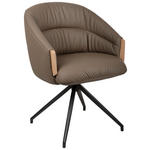 ARMLEHNSTUHL  Sitzfläche 360° drehbar, automatische Rückholfunktion  Echtleder  - Schwarz/Braun, Design, Leder/Holz (61/84/62cm) - Valnatura