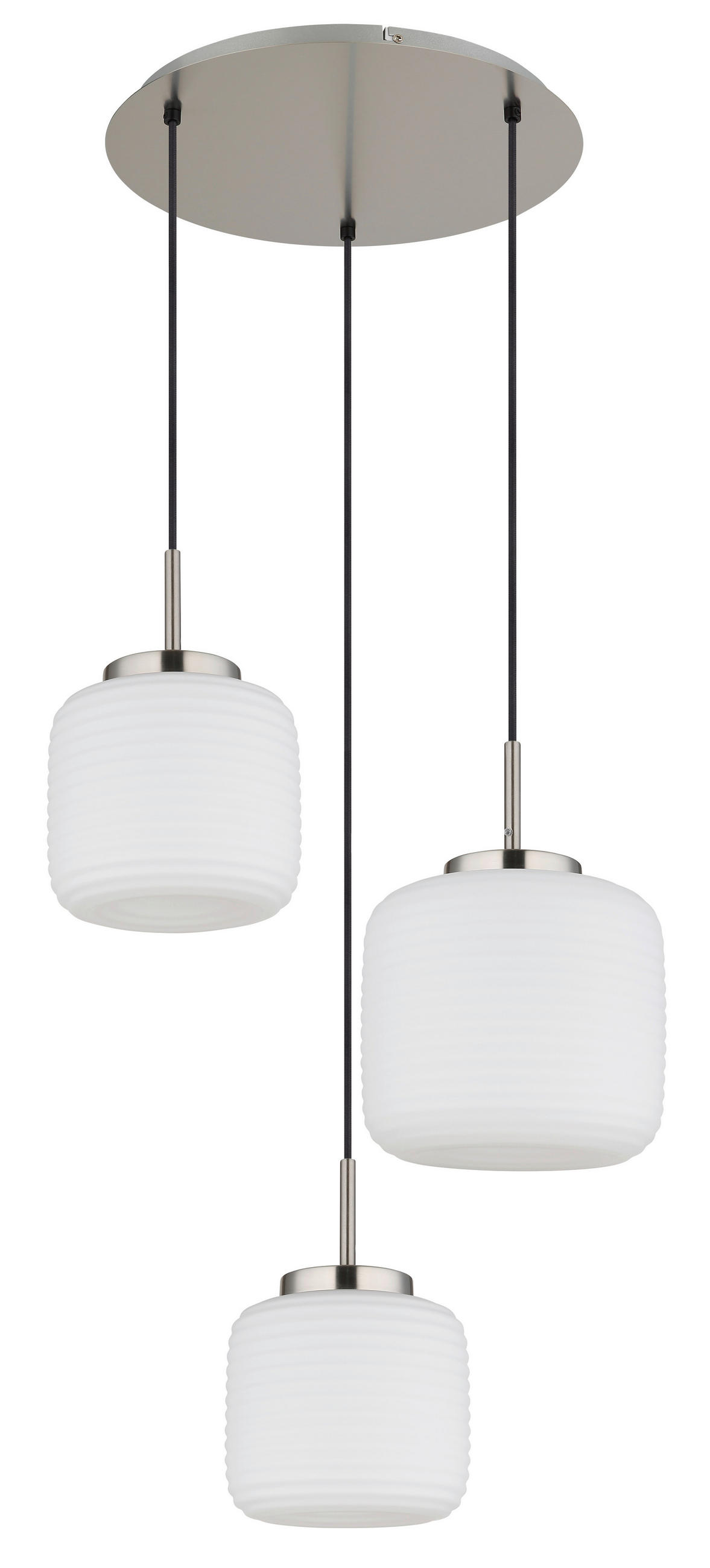 HÄNGELEUCHTE 52,5/130 cm  - Schwarz/Weiß, KONVENTIONELL, Glas/Textil (52,5/130cm) - Globo