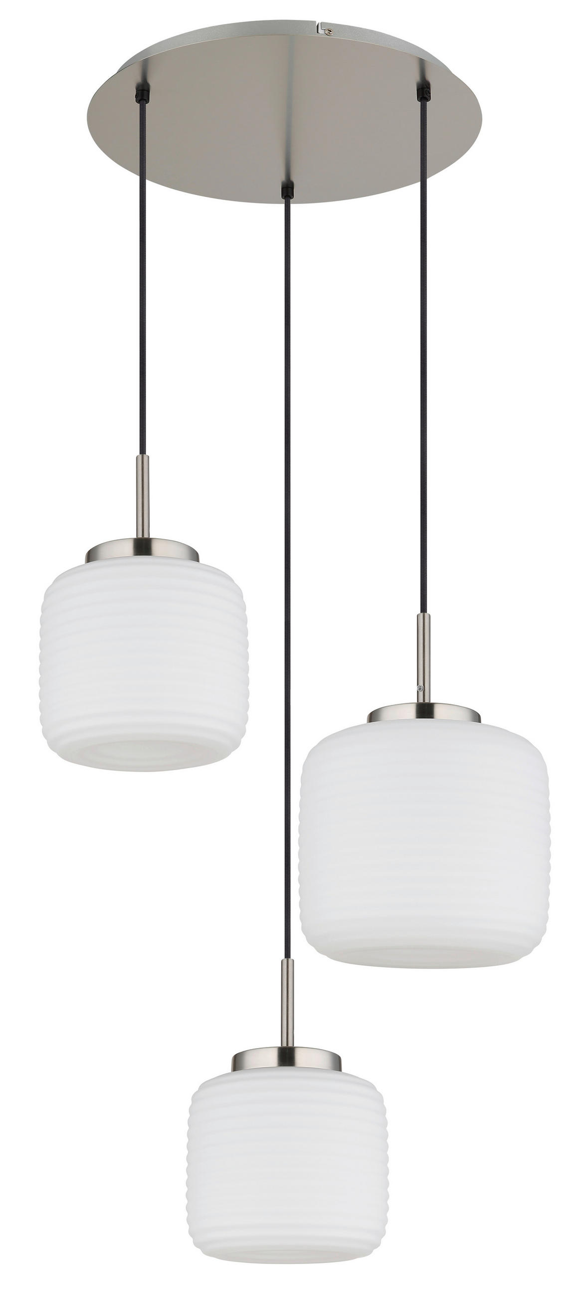 HÄNGELEUCHTE 52,5/130 cm  - Schwarz/Weiß, KONVENTIONELL, Glas/Textil (52,5/130cm) - Globo