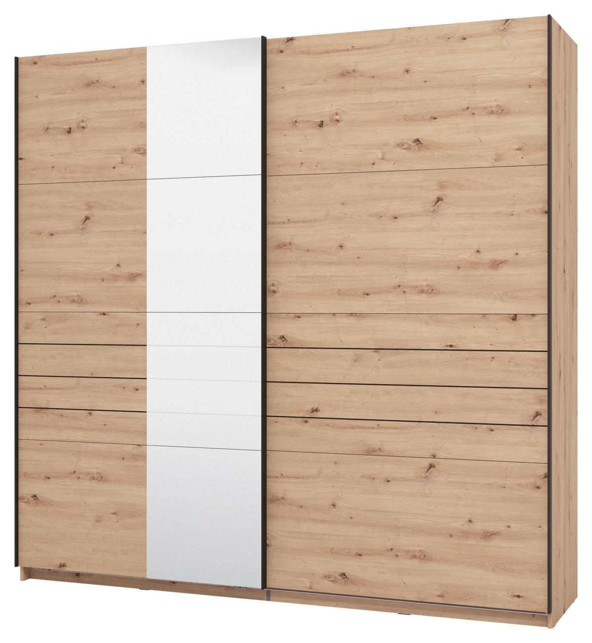 SKRIŇA S POS. DVER. – HOR.VED, dub artisan, 220/217,5/61 cm - čierna/dub artisan, Basics, kov/kompozitné drevo (220/217,5/61cm) - Xora