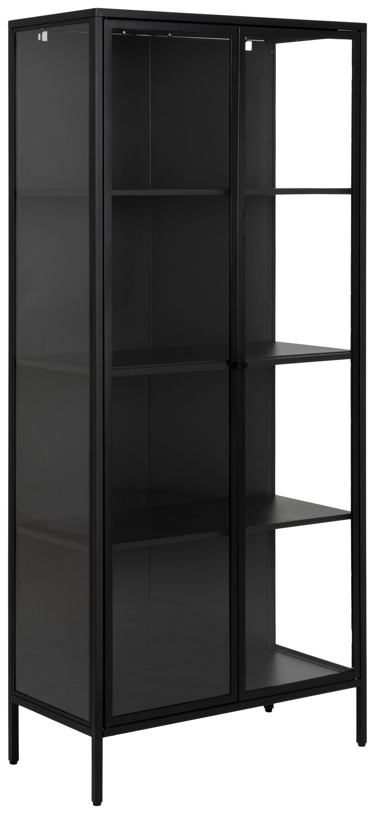 VITRINE Newcastle in Schwarz  - Transparent/Schwarz, Design, Glas/Metall (80/180/40cm)