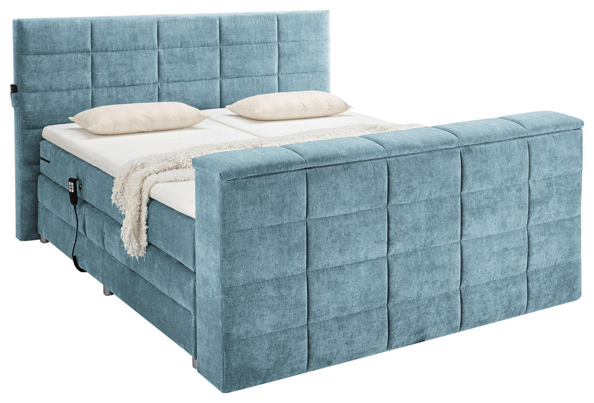BOXSPRING-ÁGY 180/200 cm  kék  - kék, Konventionell, textil (180/200cm) - Carryhome