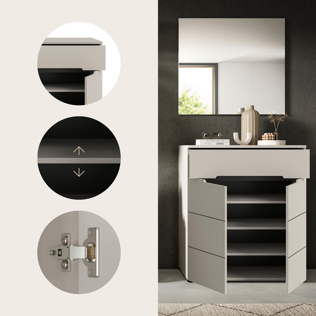 GARDEROBE 2-teilig  in 80/190/37 cm  - Kaschmir/Grau, Design, Holzwerkstoff (80/190/37cm) - MID.YOU