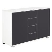 KOMMODE 130/83/41 cm 4 Schublade(n)  - Alufarben/Grau, Design, Glas/Holzwerkstoff (130/83/41cm) - Livetastic