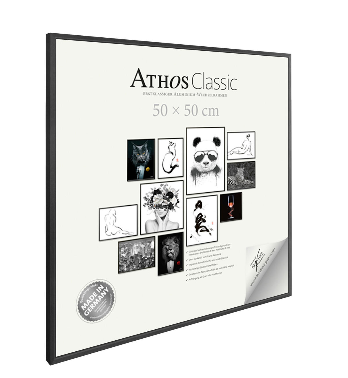 BILDERRAHMEN - Schwarz, Basics, Glas/Papier (50/50/1,8cm)