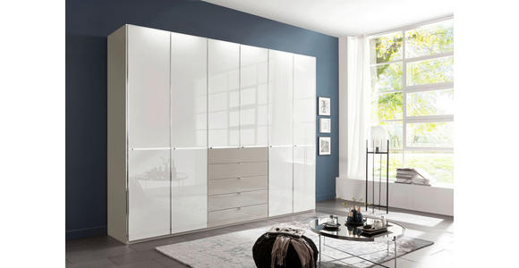 KLEIDERSCHRANK in Grau, Weiß - Chromfarben/Weiß, Design, Glas/Holzwerkstoff (300/236/58cm) - Novel
