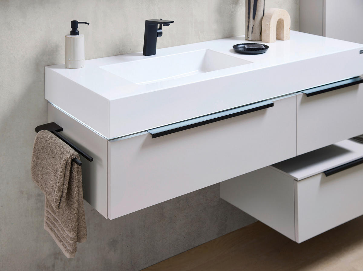 MOSDÓSZEKRÉNY MOSDÓVAL  - kasmírszínű/fekete, Konventionell, faalapú anyag/kő (127cm) - Dieter Knoll