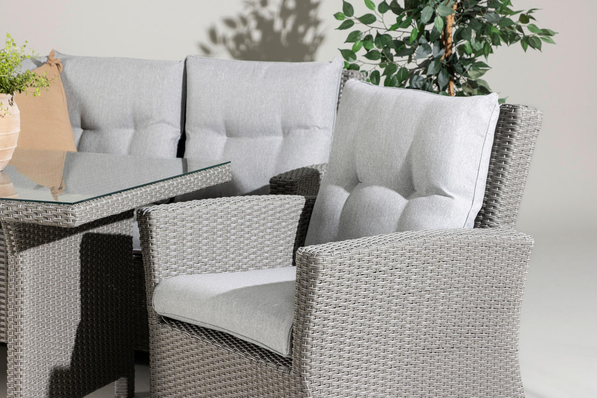 LOUNGESET 2 delar  - grå, Klassisk, glas/plast - Gardenson