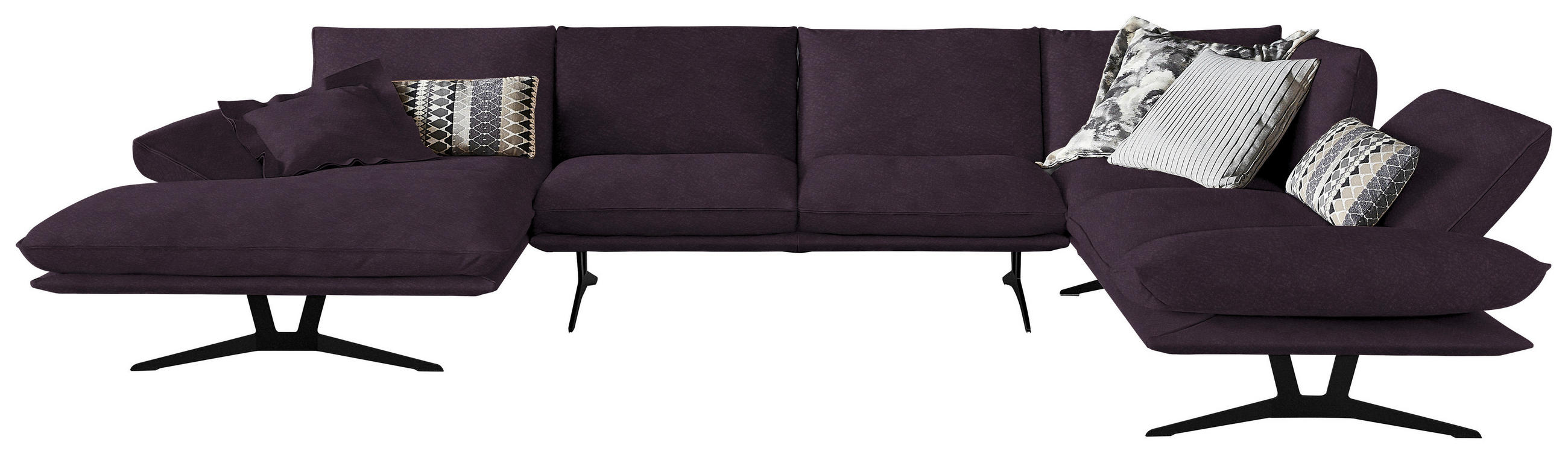 WOHNLANDSCHAFT in Echtleder Violett  - Violett/Schwarz, Natur, Leder/Metall (155/359/217cm) - Dieter Knoll