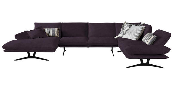 WOHNLANDSCHAFT in Echtleder Violett  - Violett/Schwarz, Natur, Leder/Metall (159/364/222cm) - Dieter Knoll