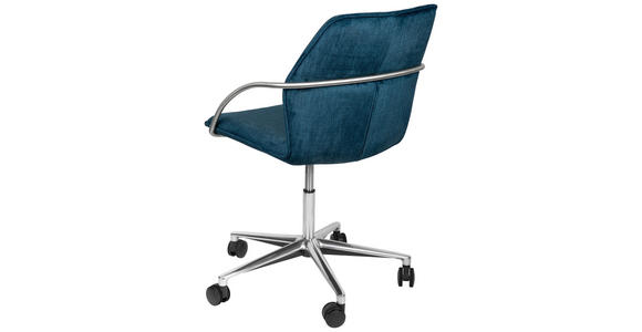 DREHSTUHL in Samt Blau, Edelstahlfarben - Blau/Chromfarben, Design, Kunststoff/Textil (56,5/82-94/60cm) - Novel
