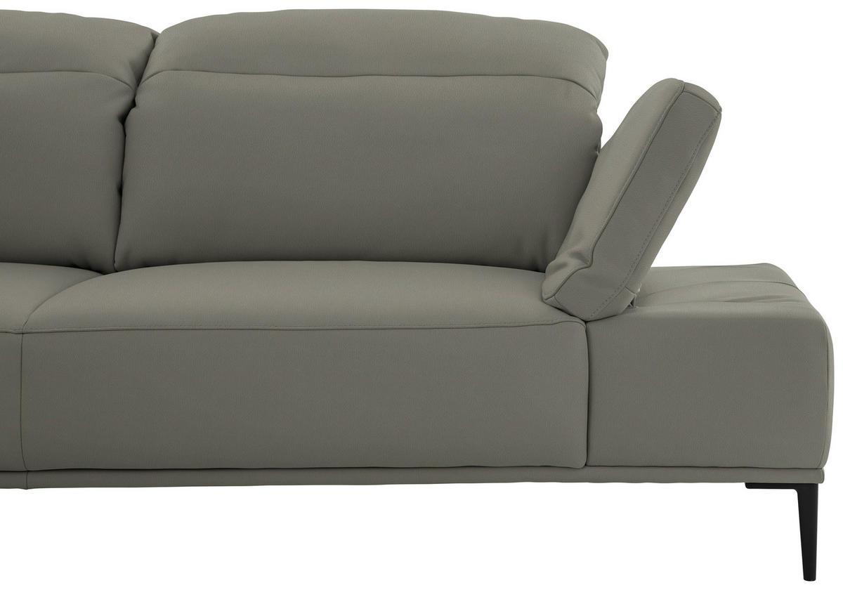 ECKSOFA  in Echtleder Grau  206/322 cm  - Schwarz/Grau, MODERN, Leder/Metall (206/322cm) - Chilliano