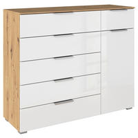 KOMMODE , 120/100/42 cm, 6 Schublade(n)  - Chromfarben/Weiß Hochglanz, KONVENTIONELL, Holzwerkstoff/Kunststoff (120/100/42cm) - home24