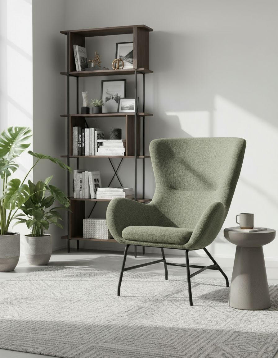 SESSEL in Bouclé Grün  - Schwarz/Grün, MODERN, Textil/Metall (77/106.5/84cm) - Livetastic